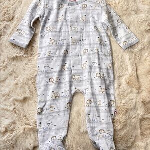Easy Magnetic Close Cozy White and Gray Baby Footie